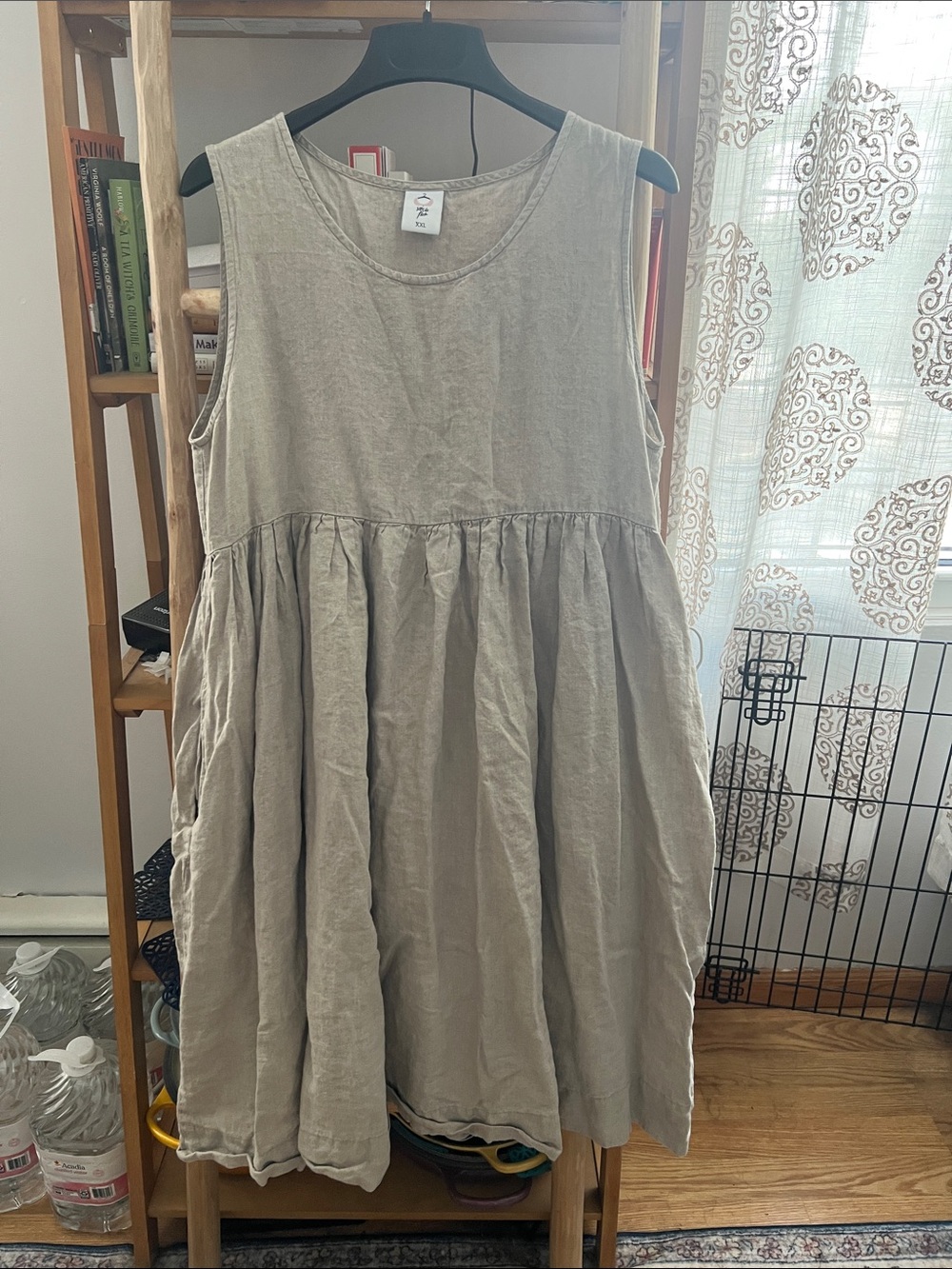 Son de Flor Sleeveless Smock Dress in Natural Linen